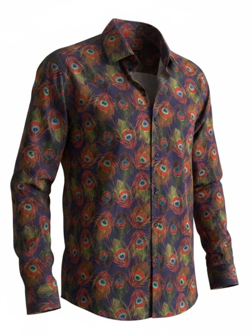 Hawes & Curtis Peacock Feather Shirt York Slim Fit 100% Cotton Large L
